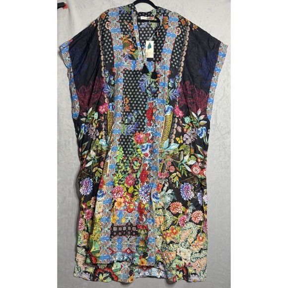 NWT Johnny Was California Printed Dreamer Long Kaftan Womens S Floral Silk Blend - Picture 1 of 7